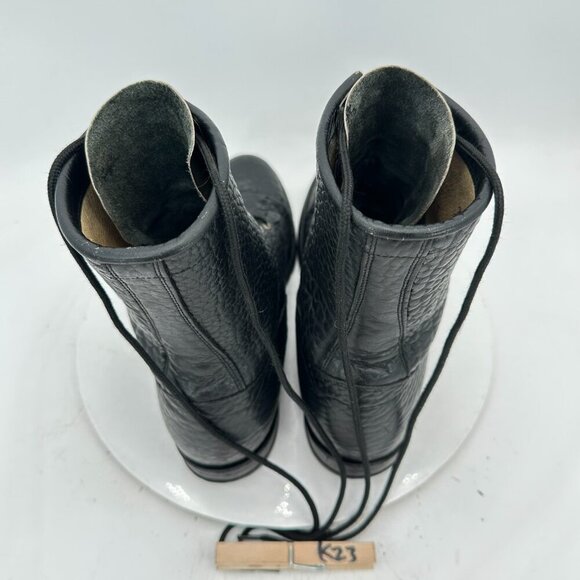 Justin 522 Bullhide Men 10 B Pebbled Black Leather Tassel Western Lacer Boot